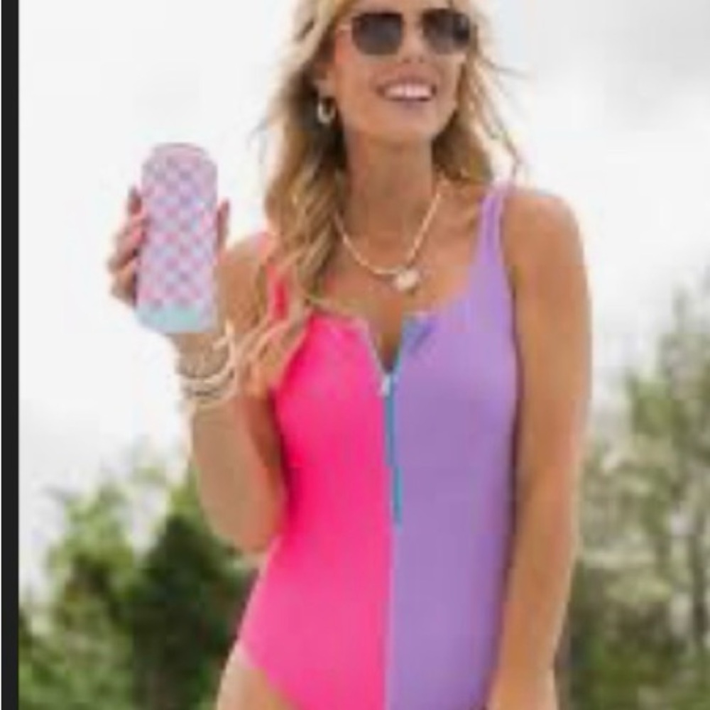 Pink Lily Pink and Purple One Piece Swimsuit